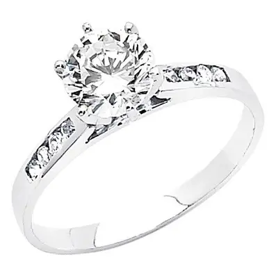 Precious Stars Jewelry 14k White Gold 1/10ct TGW Round-cut Diamonette Engagement Ring Ring Size