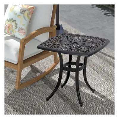 Outsunny Cast Aluminium Bistro Table with Umbrella Hole, Bronze