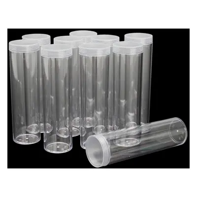 10Pcs/Set 25mm Round Clear Plastic Coin Tube Coin Holder Container for Quarter Dollar Storage Tu