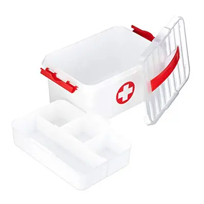 First Aid Box, Shelves, Medical Case to Keep Medications Safe, Plastic, HWD: 21x30x14.5 cm, Whit