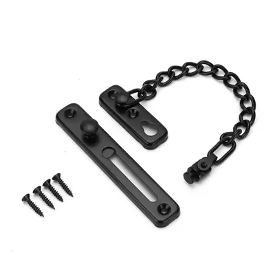 (Black) Stainless Steel Strong Security Door Chain Solid Home Safety Guard Lock Catch