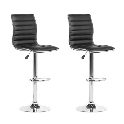 Set of Bar Chairs LUCERNE Faux Leather Swivel Black