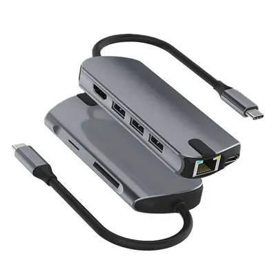 8 in Docking Station USB-C Hub Adapter with SD/TF Card Reader Slot for PC Computer Laptop