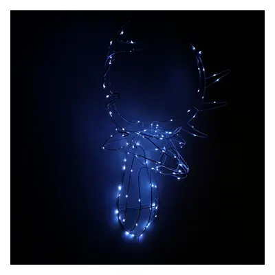 70cm Outdoor Light Up Reindeer Head Christmas Decoration with Twinkling Ice White LEDs