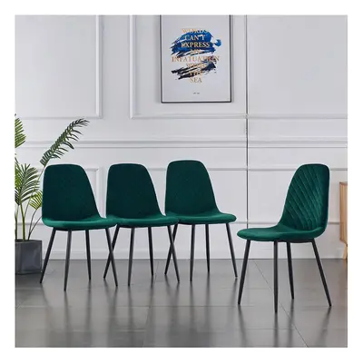 (Green, 4PCS Dining Chair) 2/4PCS Velvet Dining Chairs Breakfast Metal Legs