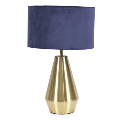 ValueLights Jax Navy Velvet & Gold Dimmable Touch Table Lamp & Bulb