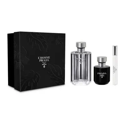 Prada L'Homme Pcs Set: 3.4 Eau De Toilette Spray + 0.34 Oz Eau De Toilette Megasprotzer + 3.4 To