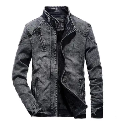 (black, XL) Denim Jacket Men Autumn Fashion Jeans Jacket Coat Male Slim Fit Casual Coats Outwear