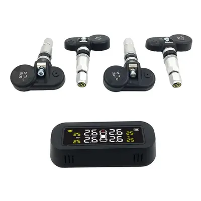 (black, 94x84x26mm) Universal Wireless Solar Power/usb Tpms Tire Pressure Monitoring System