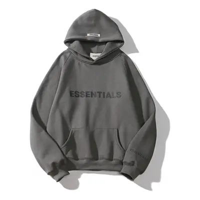 (grey, XL) Essentials Thickening Hoodie Street Wear Silicone Logo Casual Loose Oversized Sports 