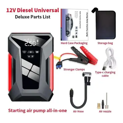 (black,red) Portable 12v Car Start Power Bank Automobile Emergency Supply Car Battery Jump Start