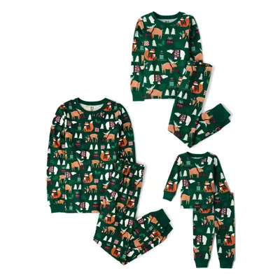 The Childrens Place Baby Kids Piece Family Matching Holiday Pajama Sets Cotton Green Christmas W