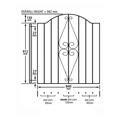 (920-990mm GAP X 942mm High galvanised) Henley Scroll Garden Gates galvanised metal iron