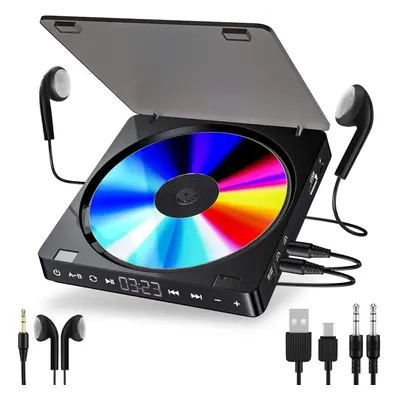 Portable CD Player with 1200mAh Rechargeable Battery, Personal CD Player with Dual 3.5mm Headpho