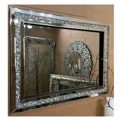 (80cm x 60cm) Large Glitzy Diamond Gatsby Crystal Diamond Wall Mirror PREMIUM QUALITY - Fabulous