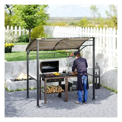 Outsunny 2.2 x 1.5 m BBQ Gazebo Tent Sun Shade with Canopy, Khaki