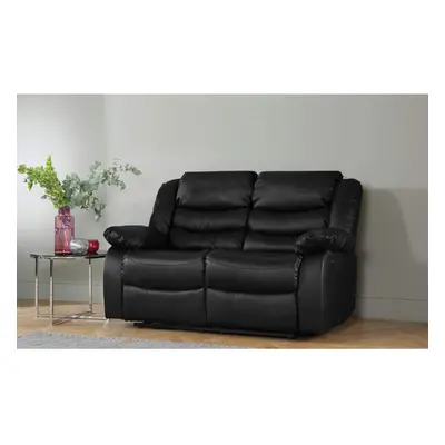 (2 Seater Sofa) Black Recliner Sofa Leather bonded Reclining Lazyboy Sofa Suite Sofas Chair 2 or