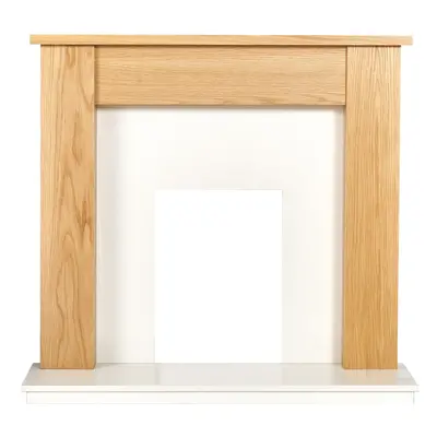 Adam Buxton Fireplace in Oak & White Marble, Inch