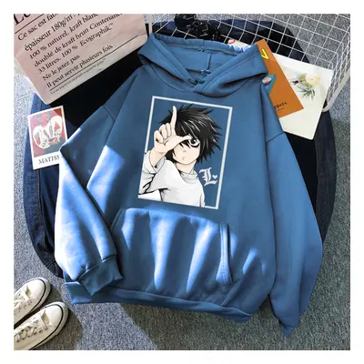 (XL, Haze Blue) Death Note Anime Sweatshirt Men Autumn Warm Clothes Brand Motorcycle