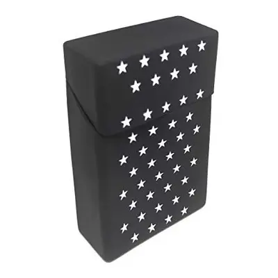 Silicone Cigarette Case Pack Box Cover Cig Holder King Size Cigarettes White Stars Black Design 