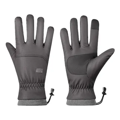 (Grey) Winter Velvet Ski Gloves Touch Screen Windproof Thermal Warm Sport Glove Outdoor Waterpro