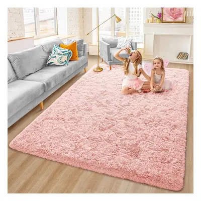 (200cm x 290cm OR 6ft 7" x 9ft 6"- Large Area Rug, Pink- Shaggy Rugs) Non-Slip Rugs Shaggy Rug L