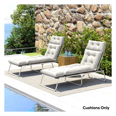 Outsunny Garden Lounge Chair Cushions Set of 2, 220gsm Fabric, Light Grey