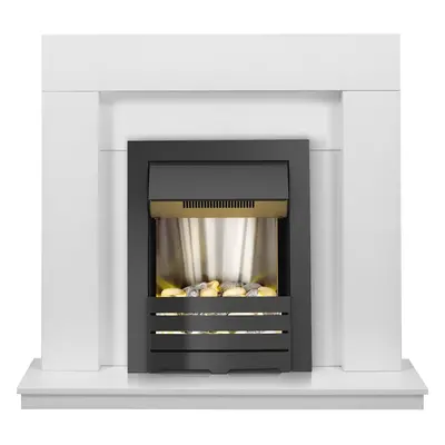 Adam Malmo in Pure White & Black/Pure White with Helios Electric Fire in Black, Inch