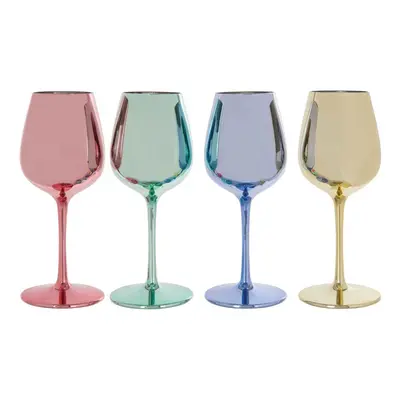 Interiors by Premier Assorted Set Of Assorted Colours Wine Glasses, Reflective Electroplated Fin