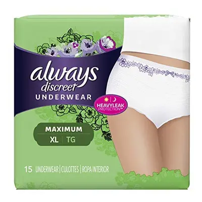 Always Discreet, Incontinence Underwear for Women, Maximum Classic Cut, Extra-Large, Count