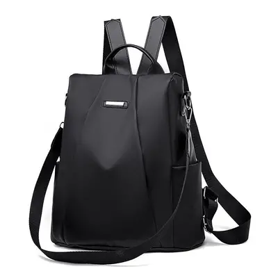 (Black) Anti-Theft Oxford Cloth Backpack Men Backpack Women Backpack Travel Bag Mochila