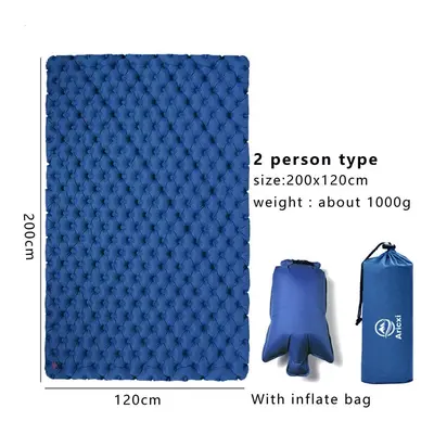 (Blue Person) TPU Sleeping Pad Lightweight Moisture-proof Air Mattress Portable Inflatable Mattr