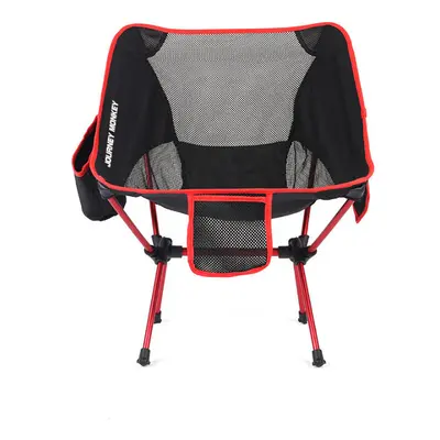 (Red) Outdoor Portable Folding Chair Ultralight Aluminum Alloy Stool Max Load 120kg Camping Picn