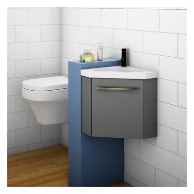 Cornet Bathroom Vanity Unit with Basin Sink Wall Mounted Grey