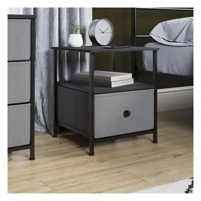 (Grey & Black) Chorley Drawer Fabric Storage Bedside Chest