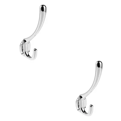 2x Heavyweight One Piece Hat & Coat Hook 76mm Projection Polished Chrome