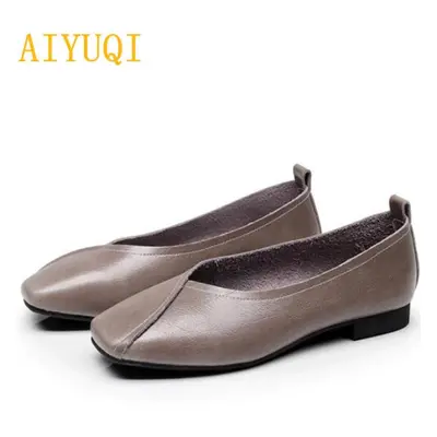 (grey, 42) Women&apos;s Casual Shoes Autumn Genuine Leather Women Flat Shoes Onon-slip Mother Fl