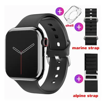 (Black, three straps) Smart Watch Women Ultra Series NFC Smartwatch Men BT Call Waterproof Wirel