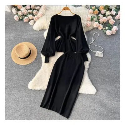 (black, One Size) Sets Two Pieces High Waist Women Casual Fashion Autumn Winter Khaki Ins Clothe