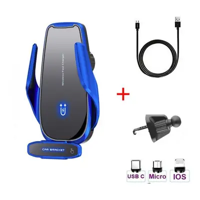 (blue, as picture) Fast Charging Wireless Charger 15w Car Magnetic Charge Phone Holder For Iphon