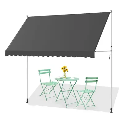 (3m Ã 1.8m, Gray) YODOLLA Garden Manual Awning Retractable Sun Shade