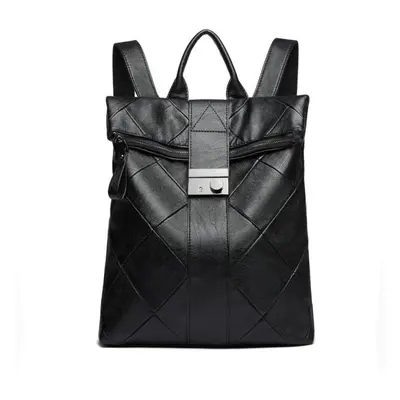 (black, 34*31*14cm) Titirui Sheepskin Stitching Backpack Female Korean Version Of The Lock Backp