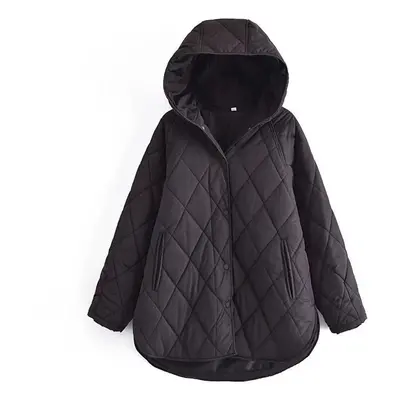 (black, XS) Fall And Winter Women&apos;s Hooded Home Leisure Loose Cotton Jacket