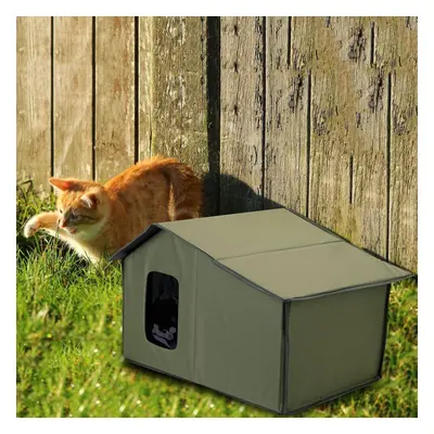 (green) Cat House For Outdoor Cats Dog Stable Durable Foldable Kitten Waterproof Non-slip Kennel