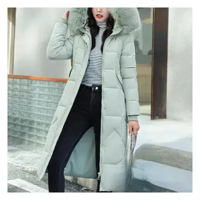 (green, XXL) New Snow Wear Coat Parkas Winter Jacket Women Hooded Fur Collar Parka Thick Warm Fe