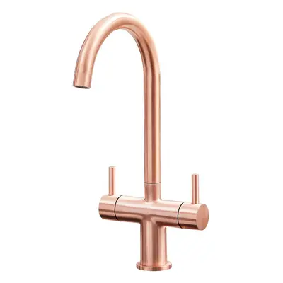 SIA KT3CU Copper Swan Neck Twin Lever Contemporary Monobloc Kitchen Mixer Tap