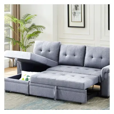 3-Seater Upholstered Corner Sofa Bed with Storage