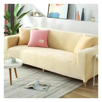 (beige,yellow, 4seat (235-300cm)) 1/2/3/4 Seater Shape Corner Sofa Coversthickening Elastic Sofa