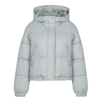 (gray, L) Women Autumn Winter Soild Color Thicken Outwear Cotton Padded Hooded Warm Jacket Coat