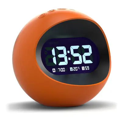 (Orange) Earth Centre Bedside Digital Alarm Bedroom Accessories-LCD Display-Desk Clock, Acrylic